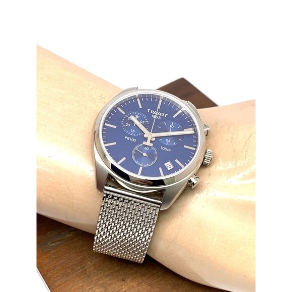 Tissot Men's Watch PR100 Swiss Quartz 41mm Chronograph Blue Dial T1014171104100 - Picture 6 of 15